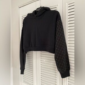 Forever 21 Cropped Hoodie with Rhinestone Sleeves